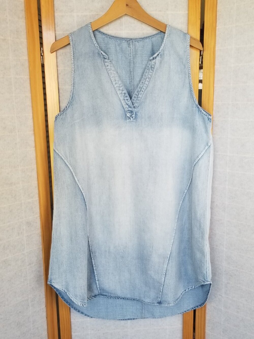 Cupshe A-Line Denim Dress Faded Blue Sleeveless Size Large